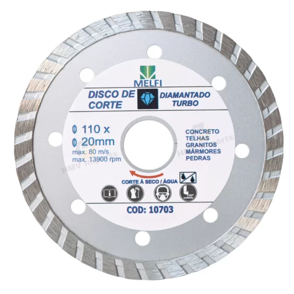 Kit Disco Diamantado e Serra Circular – 4 Peças (110mm x 20mm) | Melfi - Imagem 2