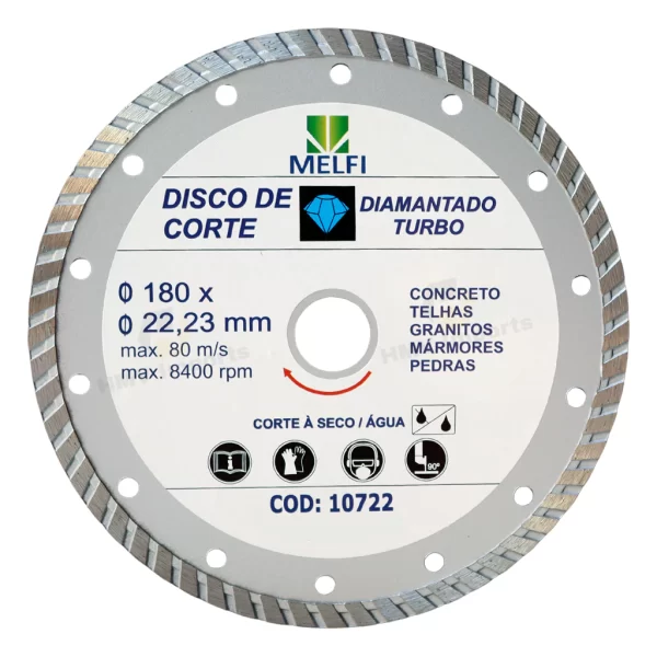 Disco Diamantado Turbo 180mm x 22,23mm – Precisão e Alta Performance