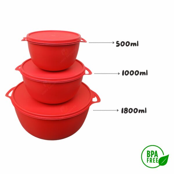 Kit 3 Potes Bowl De Plásticos Redondos Com Tampa BPA Free Para Alimentos - Image 4