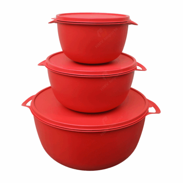 Kit 3 Potes Bowl De Plásticos Redondos Com Tampa BPA Free Para Alimentos